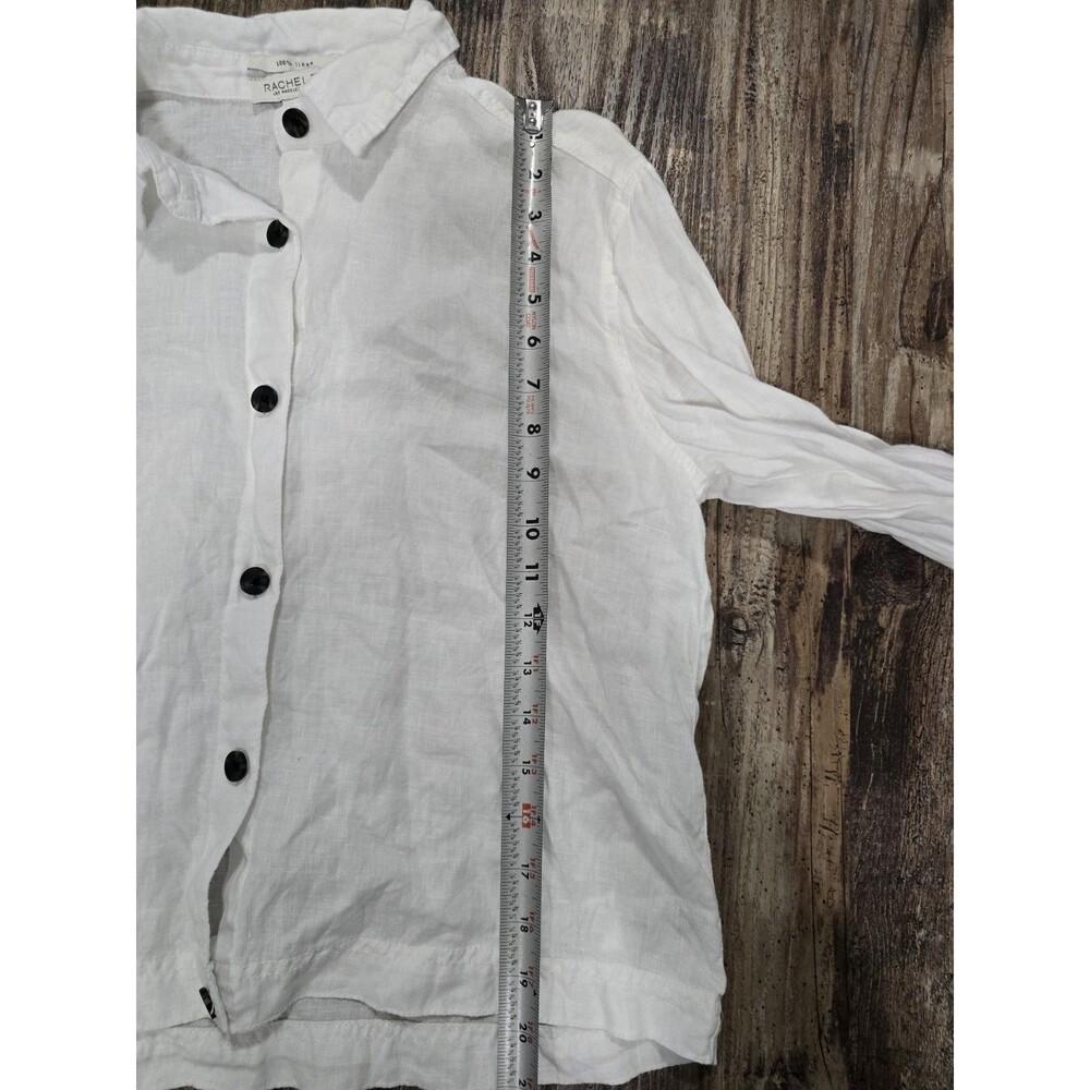Rachel Zoe 100% Linen White Button Front Shirt Long Sleeve Size S Collar Blouse - Picture 5 of 5